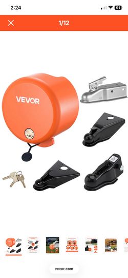 VEVOR Trailer Lock, Fits 2 & 2-5/16-Inch Straight Tongue Ball Couplers, Heavy Duty Hitch Lock with 3 Keys Secures Security Chains, Anti-Theft RV Trail