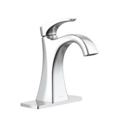 KOHLER Maxton Polished Chrome 4-inch Centerset Single-Handle Bathroom Sink Faucet with Drain and Deck Plate