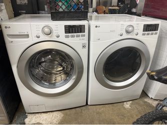 LG white set washer and dryer front load