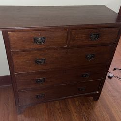 Vintage Wood Dresser 5 Drawers 