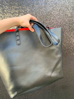 Black Faux Leather Tote Bag black/red