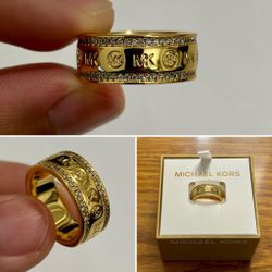 Michael Kors Gold-Tone Brass Eternity Ring Size 6