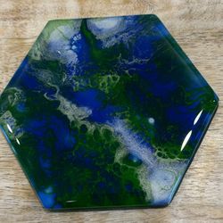 Ceramic Tile Coasters Acrylic Pour Finished With Epoxy Resin