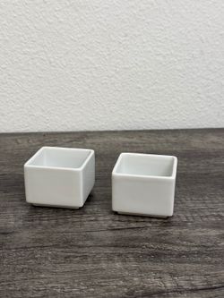 Schonwald Germany White Porcelain Square Ramekin Dip Bowls Set of 2