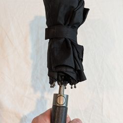 Umbrella, Black, compact with curved handle, good condition