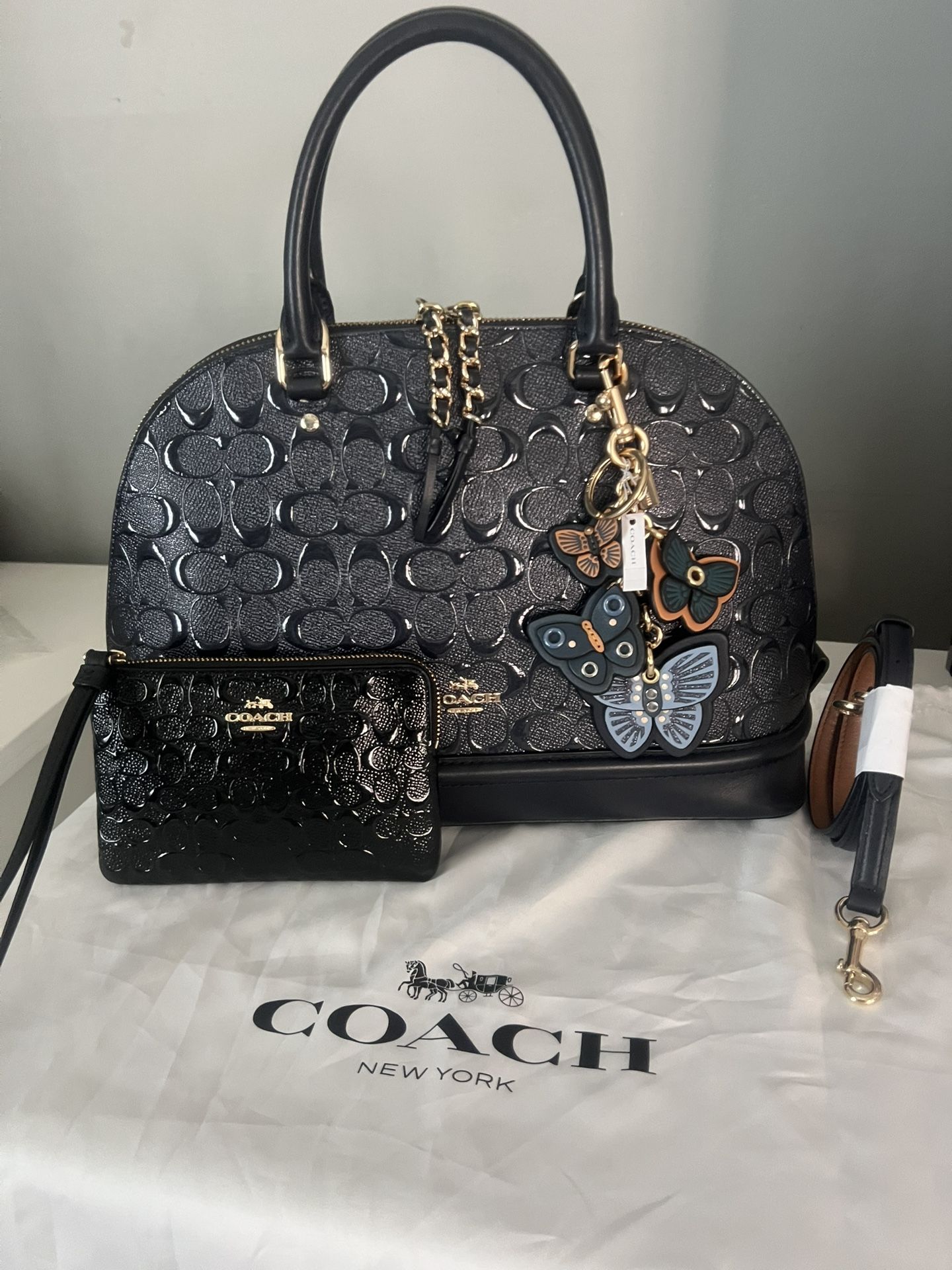 Coach Embossed Sierra Satchel And Wristlet