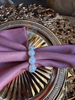 Pearl Napkin Rings Silver and Gold Set of 10