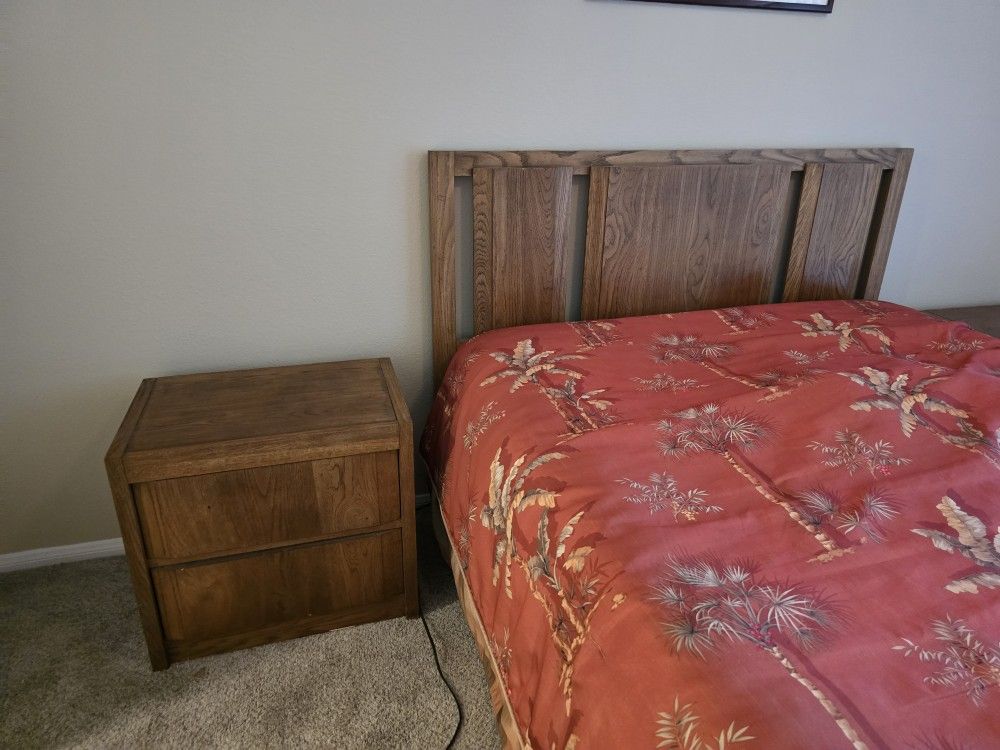 Two Vintage Solid Wood Nightstand With Two Drawers