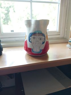 Vintage De Simone Pottery: Man With Oranges And Birds 