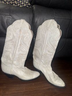 White Leather Western Cowboy Boots