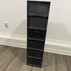 6 Black Large Drop-Front Shoe Box From Container Store