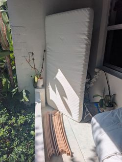 IKEA TWIN MATTRESS AND SLATS (ASVANG AND LUROY)