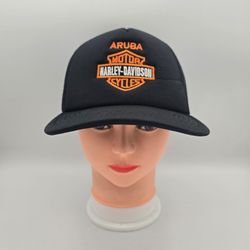 Aruba Harley Davidson Motorcycles Black Trucker AdjustableSnapbackHat. 2