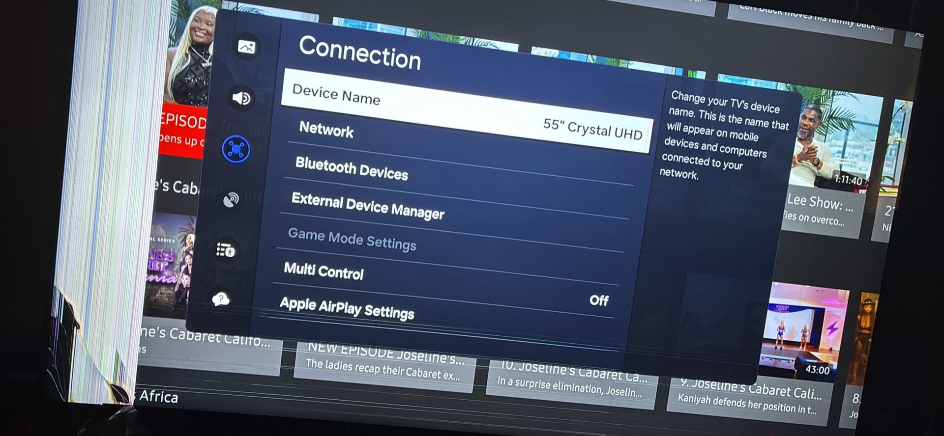 55” Crystal UHD Samsung smart tv