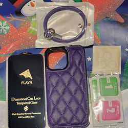 iPhone 14 Pro Max Case Wallet with Card Slot Holder+Bracelet+Screen Protector

+Lense