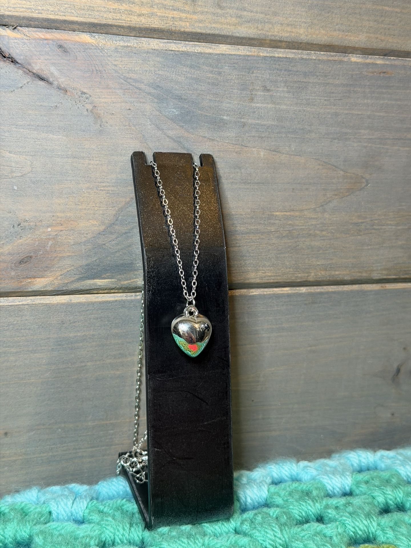 Silver Tone Heart Pendant Necklace