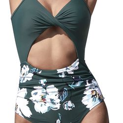 🌺New Cupshe Floral Cut-out One Piece Swimsuit in XL 