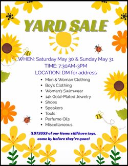 Yard Sale this Saturday and Sunday