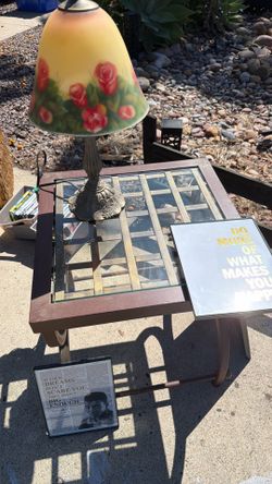 Glass and metal side table