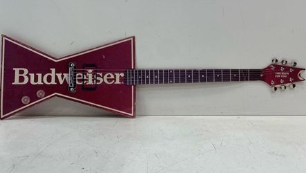 Rare Vintage 80's Dean BUDWEISER Bow Tie Guitar Cardboard Pub Beer Sign