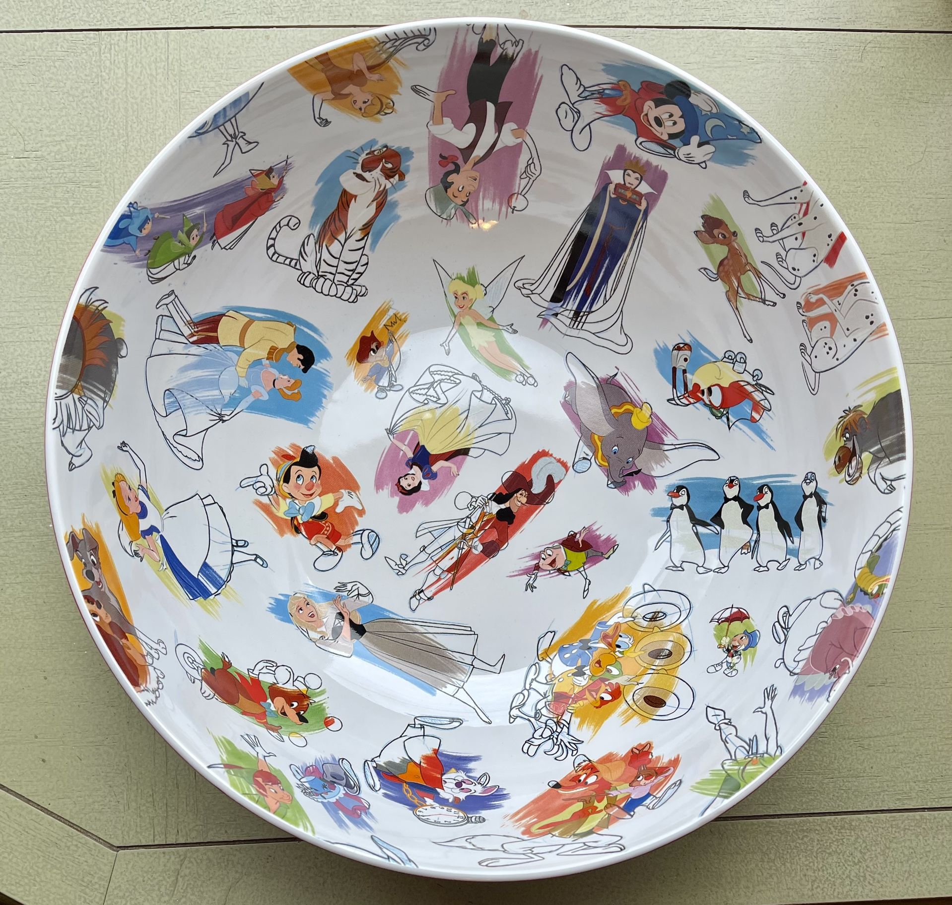 DISNEY INK & PAINT COLLECTION LARGE RED CERAMIC BOWL NEW! MIXING/SALAD/SERVING SIZE MICKEY MOUSE KITCHEN