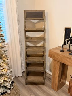 6 Tier Antique Farmhouse Wood Ladder Shelf