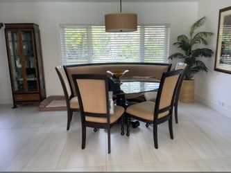 **PICK UP ASAP** Four Upholstered Chairs and matching Bench