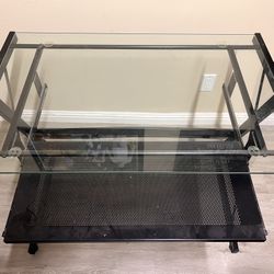Glass Office Desk With Slide Out Keyboard