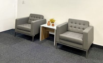 Grey leather chairs