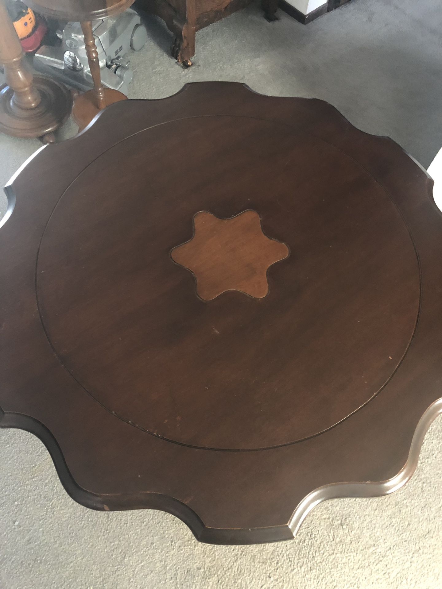 Inlaid spindle table. End tables and lathe turned tables