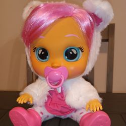 Cry Babies Dressy Coney Interactive Baby Doll Pink Hair Bunny Themed Hoodie

