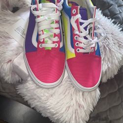 Vans Old Skool Neon Color-Block Skate Shoe - Pink / Purple / Yellow  