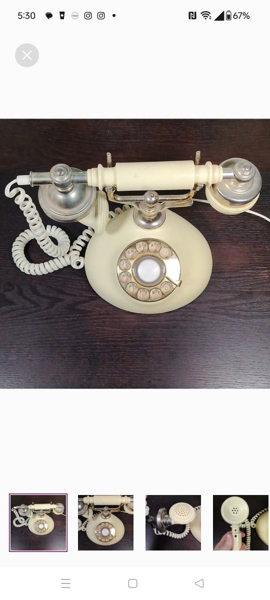 Retro Corded Landline Phone, Classic Vintage European Style 

