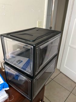 Stackable Plastic Storage Drawers with Clear Front