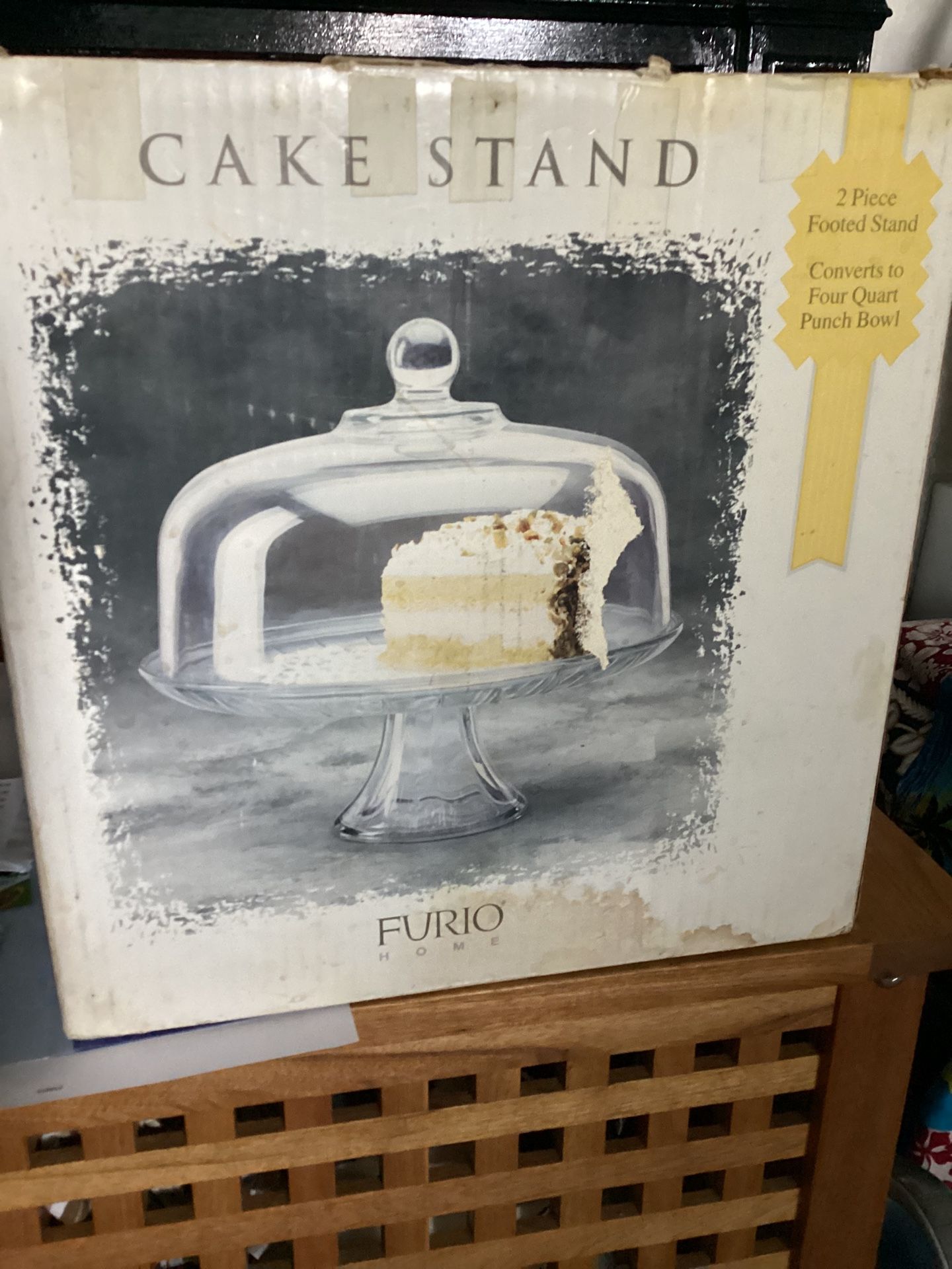 Furio Glass Cake Stand 2 Piece Convert Punch Bowl