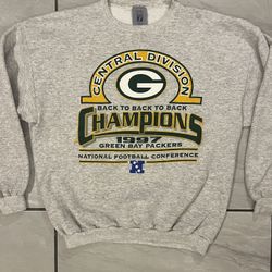 Vintage Back 2 Back Champions Green Bay Packers Logo Crewneck Men's Large 1997
