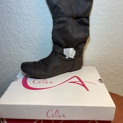 Celia Calf Boots Gray 6.5