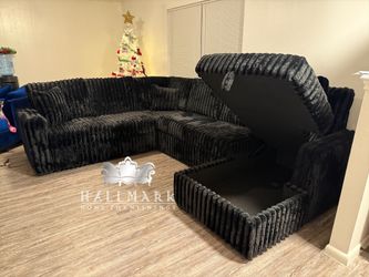 NEW Black Sleeper Sectional