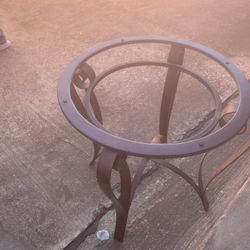 Glass Top Iron Bottom End Table 26” Inch Round And 23” Inch Tall