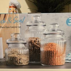 3 Piece Glass Canister Set 