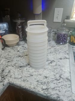 Vintage Tupperware Hamburger Patty Press Set #882 Keepers Press Ring & Seal