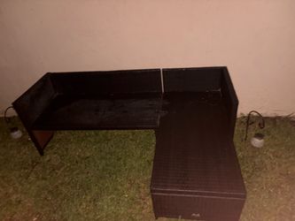 Dark Brown Wicker Outdoor Sectional Sofa Frame