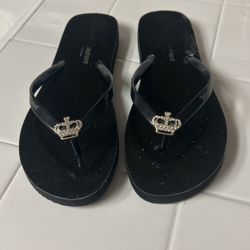 JUICY COUTURE FLAT BLACK GLITTER FLIPFLOP