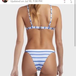 Vitamin A Swimwear Carmen Teeny Bottom Regatta Stripe Light Blue/White - 4/XS - NWT New