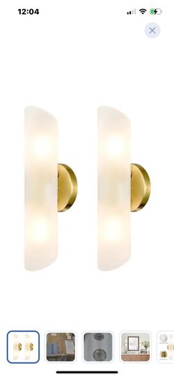 “New”(2) Frosted glass Brass/Gold wall sconces