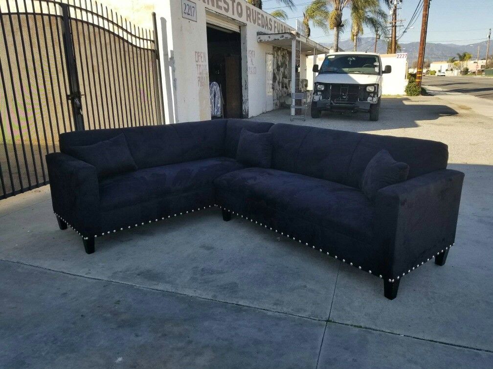 NEW 7X9FT BLACK MICROFIBER SECTIONAL COUCHES