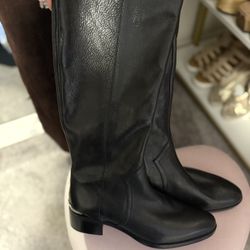 New Blk Leather Riding Boots 