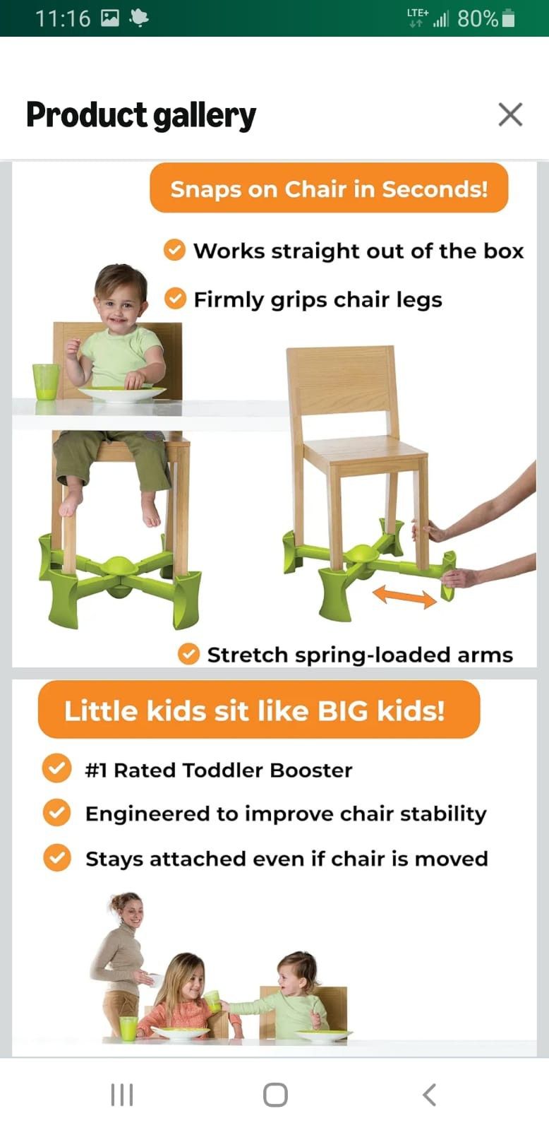 Booster Seat for Kitchen Chair, Chocolate - Goes Under The Chair - Portable Chair Booster for Toddlers and Grown Ups