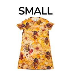 "Bee Happy" T-Shirt Dress - Size Small - Honeybee Print