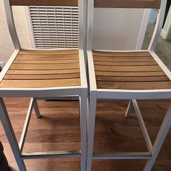 Two Metal And Wood Chairs